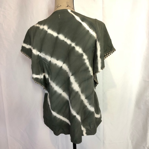 Knox Rose sz xs boho top green tie dye dolman slv - Picture 6 of 8